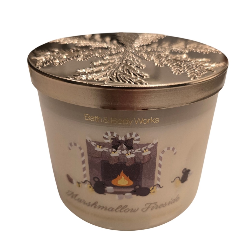 Bath & Body Works Marshmallow Fireside 3-Wick Scented Candle 14.5 oz Snowflake